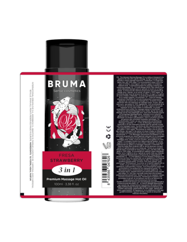 BRUMA ACEITE DE MASAJE PREMIUM EFECTO CALOR SABOR FRESA 3 EN 1 100 ML
