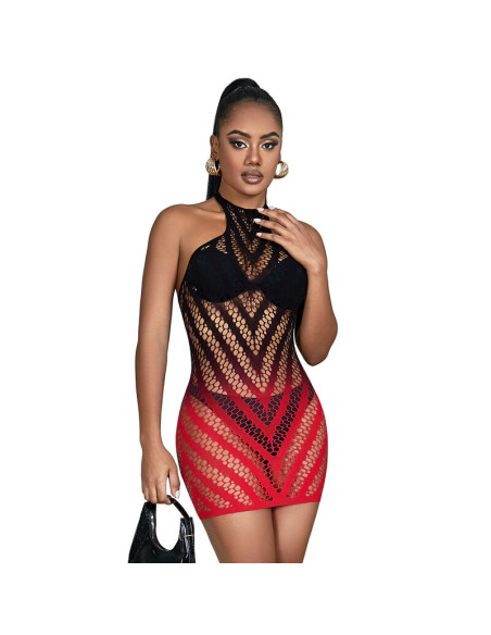 SUBBLIME 952242 VESTIDO DE REJILLA ELSTICO DEGRADADO ROJO Y NEGRO TALLA ANICA