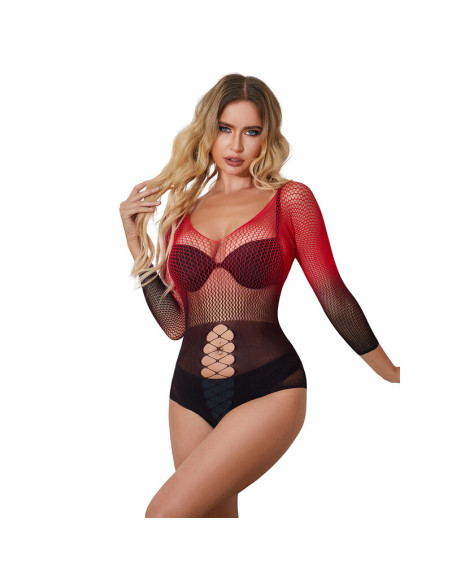 SUBBLIME 952259 VESTIDO DE REJILLA ELSTICO MANGA LARGA DEGRADADO ROJO Y NEGRO TALLA ANICA