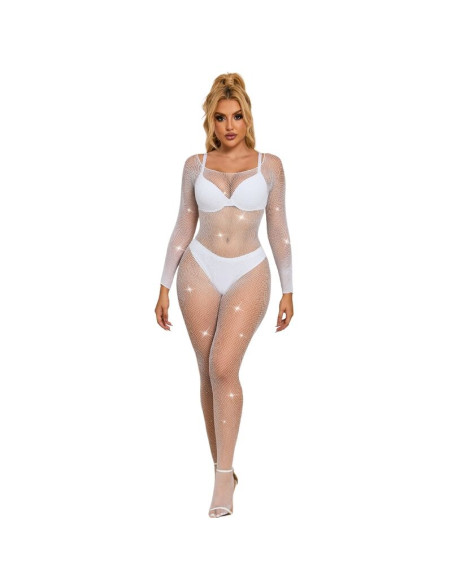 SUBBLIME 952396 BODYSTOCKING DE REJILLA CON DIAMANTES MANGA LARGA BLANCO TALLA ANICA