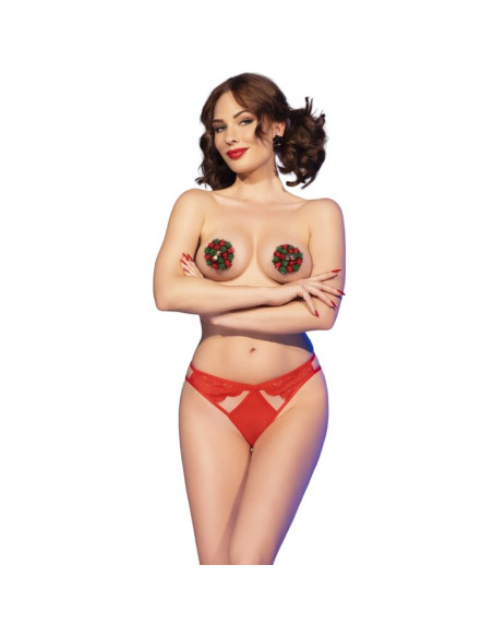 CHILIROSE CR 4839 SET NAVIDEAO PEZONERAS PANTIES ROJO L XL