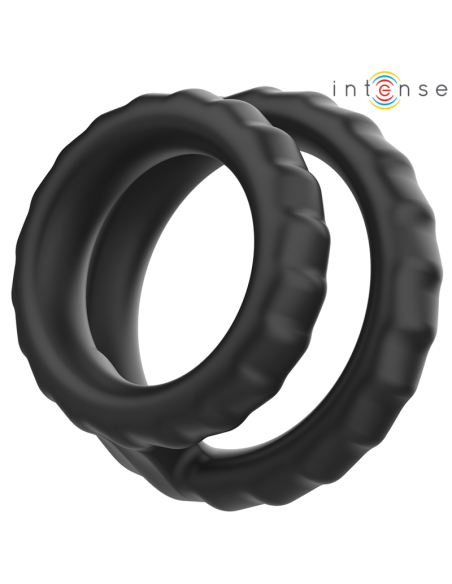 INTENSE DEWEY ANILLO DOBLE PARA PENE SILICONA NEGRO MODELO 2