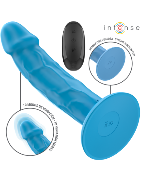 INTENSE PHOEBE VIBRADOR REALASTICO 10 VIBRACIONES AZUL CONTROL REMOTO