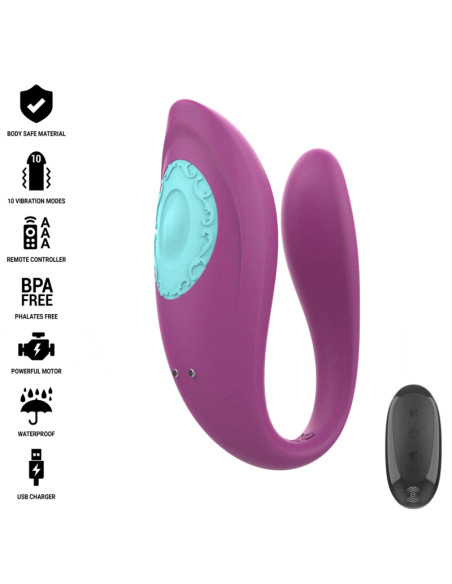 INTENSE ANNIE ESTIMULADOR VIBRADOR FORMA DE U MORADO CONTROL REMOTO
