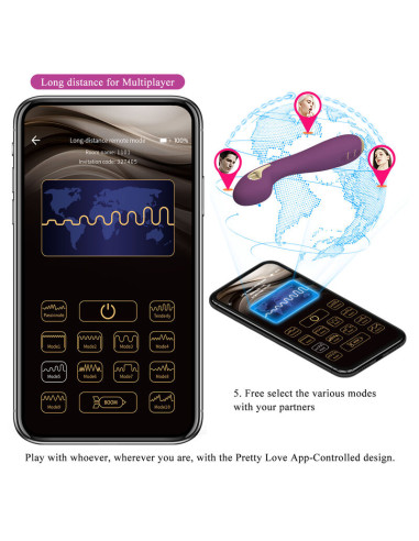 PRETTY LOVE HECTOR VIBRADOR ELECTROSHOCK POR CONTROL POR APP LILA