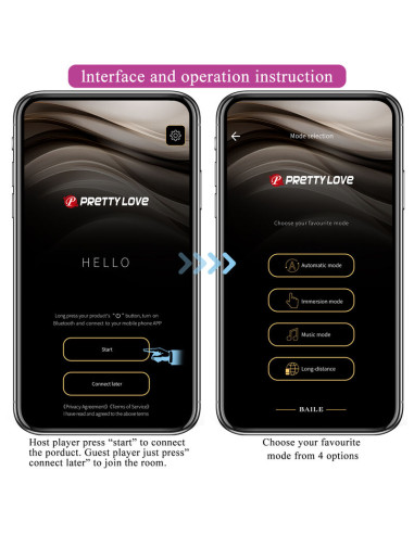 PRETTY LOVE HECTOR VIBRADOR ELECTROSHOCK POR CONTROL POR APP LILA