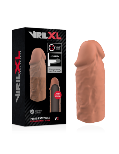 VIRILXL EXTENSION DE PENE LIQUID SILICONE V3 MARRON