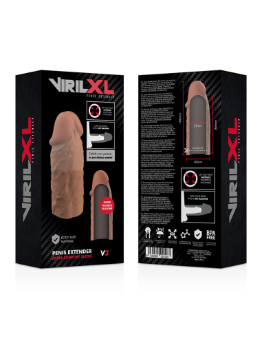VIRILXL EXTENSION DE PENE LIQUID SILICONE V3 MARRON