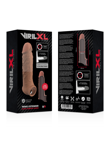 VIRILXL EXTENSION DE PENE LIQUID SILICONE V9 MARRON