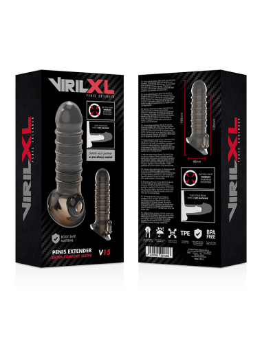 VIRILXL EXTENSION Y FUNDA DE PENE V15 NEGRO