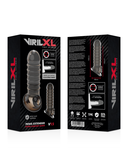 VIRILXL EXTENSION Y FUNDA DE PENE V15 NEGRO VIRILXL EXTENSION Y FUNDA DE PENE V15 NEGRO