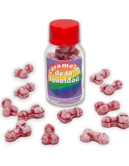 DIABLO PICANTE 12 CARAMELOS DE LA IGUALDAD FORMA PENE FRESA CEREZA