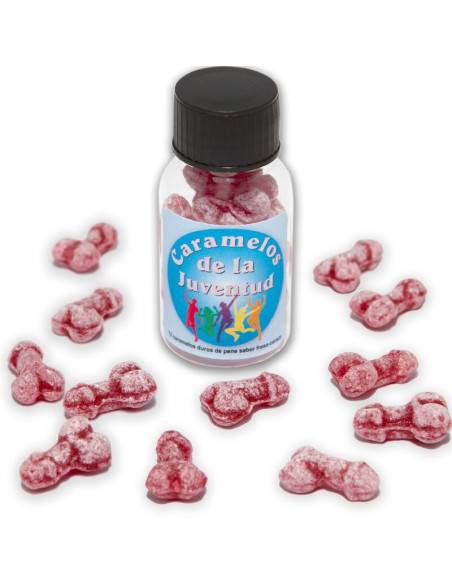 DIABLO PICANTE 12 CARAMELOS DE LA JUVENTUD FORMA PENE FRESA CEREZA