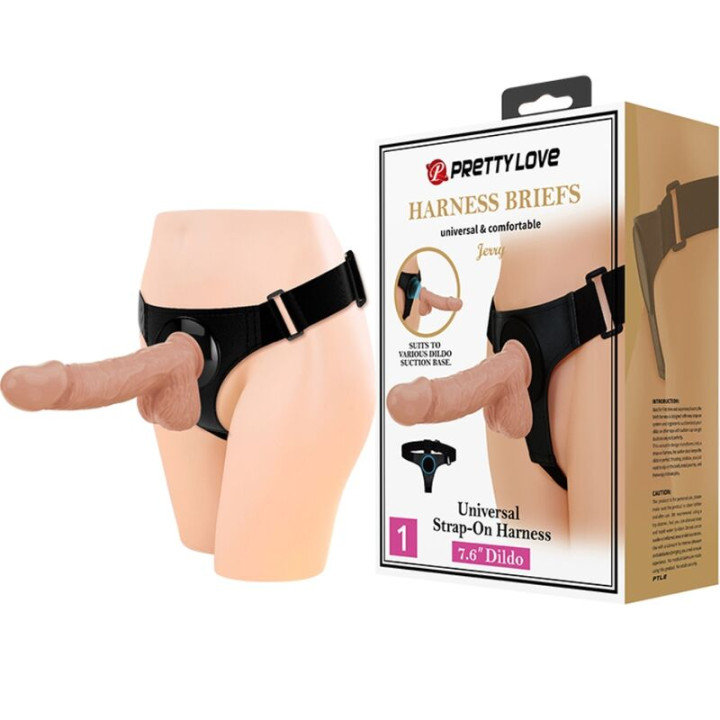 PRETTY LOVE HARNESS BRIEFS ARNES UNIVERSAL CON DILDO JERRY 218 CM NATURAL