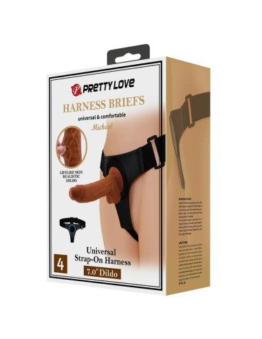 PRETTY LOVE HARNESS BRIEFS ARNES UNIVERSAL CON DILDO MICHEAL 20 CM NEGRO