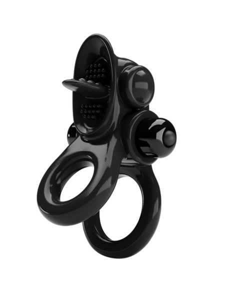 PRETTY LOVE PASSIONATE RING DOBLE ANILLO VIBRADOR ESTIMULADOR CLATORIS NEGRO