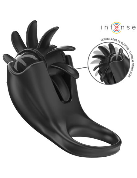 INTENSE MABEL ANILLO VIBRADOR 10 VIBRACIONES CON ESTIMULADOR DE CLATORIS NEGRO