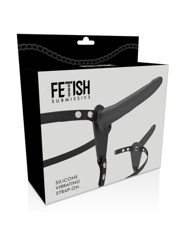 FETISH SUBMISSIVE HARNESS VIBRADOR SILICONA NEGRO 15 CM