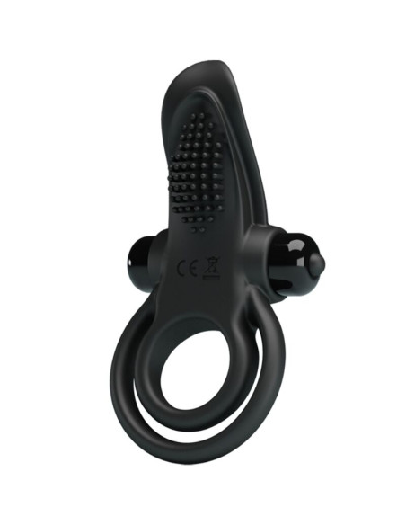 PRETTY LOVE DOBLE ANILLO VIBRADOR ESTIMULADOR CLATORIS 10 VIBRACIONES NEGRO