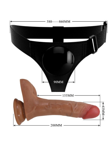 PRETTY LOVE HARNESS BRIEFS UNIVERSAL CON DILDO VIBRACION Y SQUIRTING 155 CM MULATO