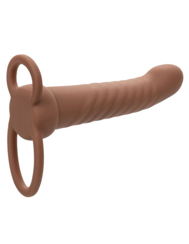 CALEXOTICS MAXX DOBLE PENETRADOR ACANALADO 10 VIBRACIONES MULATO