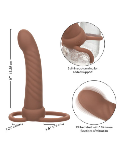 CALEXOTICS MAXX DOBLE PENETRADOR ACANALADO 10 VIBRACIONES MULATO