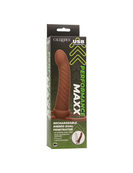 CALEXOTICS MAXX DOBLE PENETRADOR ACANALADO 10 VIBRACIONES MULATO CALEXOTICS MAXX DOBLE PENETRADOR ACANALADO 10 VIBRACIONES MULATO