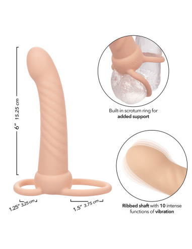 CALEXOTICS MAXX DOBLE PENETRADOR ACANALADO 10 VIBRACIONES NATURAL