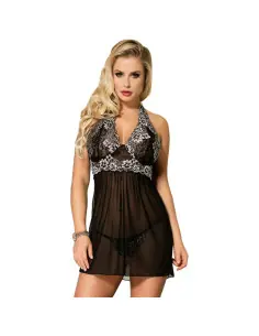 SUBBLIME BABYDOLL BLANCO ENCAJE FLORAL NEGRO S M 2