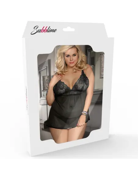 SUBBLIME BABYDOLL ENCAJE FLORAL ROJO L XL