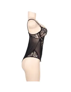 SUBBLIME TEDDY ENCAJE FLORAL Y CON FLECOS NEGRO TALLA GRANDE 2