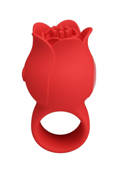 PRETTY LOVE JAE VIBRADOR DE DEDO FORMA DE ROSA 10 VIBRACIONES ROJO