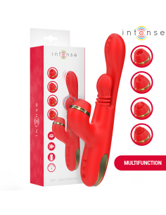 INTENSE KATY ESTIMULADOR CLITORIS MULTIFUNCION 4 CABEZALES INTERCAMBIABLES ROJO 2