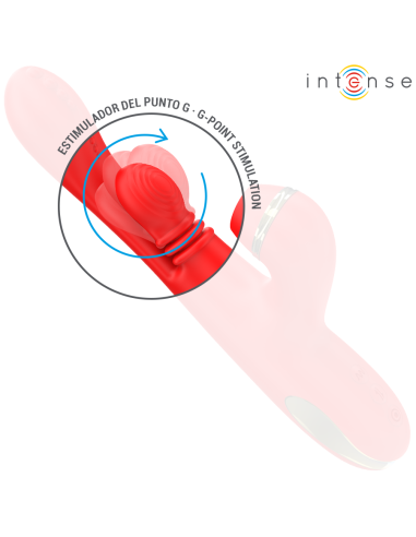 INTENSE KATY ESTIMULADOR CLITORIS MULTIFUNCION 4 CABEZALES INTERCAMBIABLES ROJO