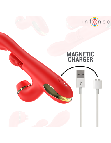 INTENSE KATY ESTIMULADOR CLITORIS MULTIFUNCION 4 CABEZALES INTERCAMBIABLES ROJO