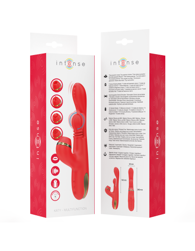 INTENSE KATY ESTIMULADOR CLITORIS MULTIFUNCION 4 CABEZALES INTERCAMBIABLES ROJO