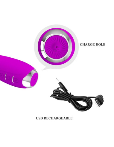 PRETTY LOVE HECTOR VIBRADOR ELECTROSHOCK RECARGABLE IMPERMEABLE MORADO