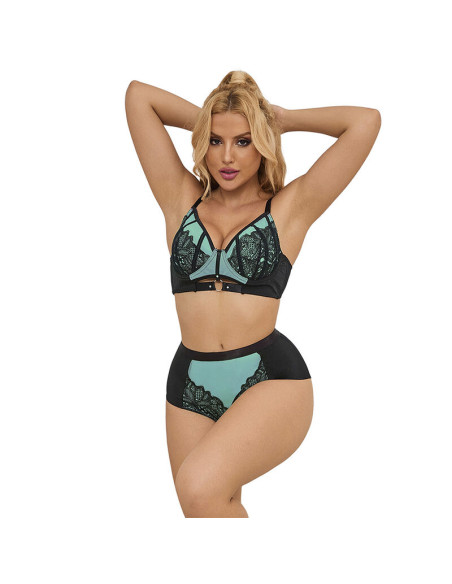 SUBBLIME 955564 CONJUNTO SUJETADOR CON CREMALLERA DE MALLA DE CHAROL VERDE L XL