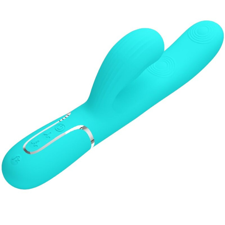 PRETTY LOVE PERLITA VIBRADOR PUNTO G 3 EN 1 MULTIFUNCION VERDE AGUA