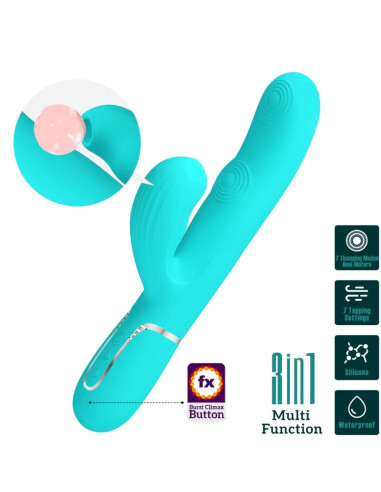 PRETTY LOVE PERLITA VIBRADOR PUNTO G 3 EN 1 MULTIFUNCION VERDE AGUA