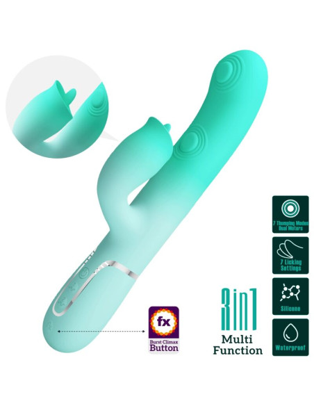 PRETTY LOVE GIGI VIBRADOR RABBIT MULTIFUNCIAN VERDE AGUA