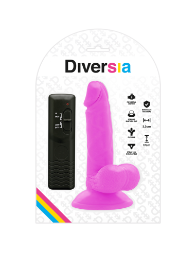 DIVERSIA DILDO REALISTICO FLEXIBLE CON VIBRACION MORADO 17 CM O 33 CM