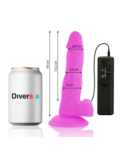 DIVERSIA DILDO REALISTICO FLEXIBLE CON VIBRACION LILA 18 CM O 4 CM 2