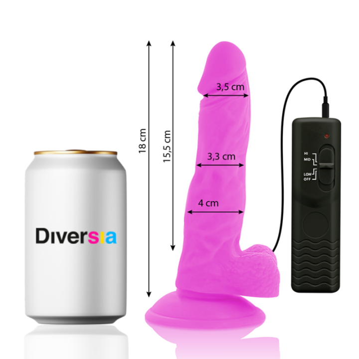 DIVERSIA DILDO REALISTICO FLEXIBLE CON VIBRACION LILA 18 CM O 4 CM