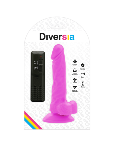 DIVERSIA DILDO REALISTICO FLEXIBLE CON VIBRACION LILA 18 CM O 4 CM
