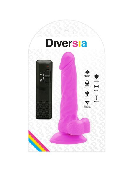 DIVERSIA DILDO REALISTICO FLEXIBLE CON VIBRACION LILA 18 CM O 4 CM