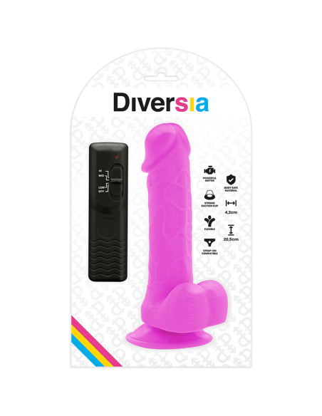 DIVERSIA DILDO REALISTICO FLEXIBLE CON VIBRACION LILA 205 CM O 42 CM DIVERSIA DILDO REALISTICO FLEXIBLE CON VIBRACION LILA 205 CM O 42 CM