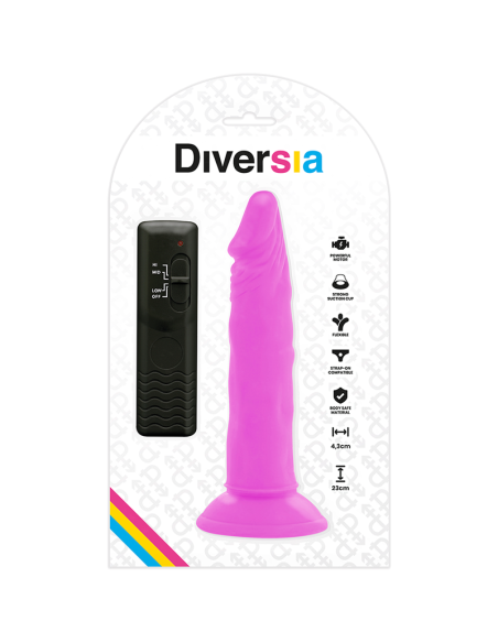 DIVERSIA DILDO REALISTICO FLEXIBLE CON VIBRACION LILA 23 CM O 43 CM