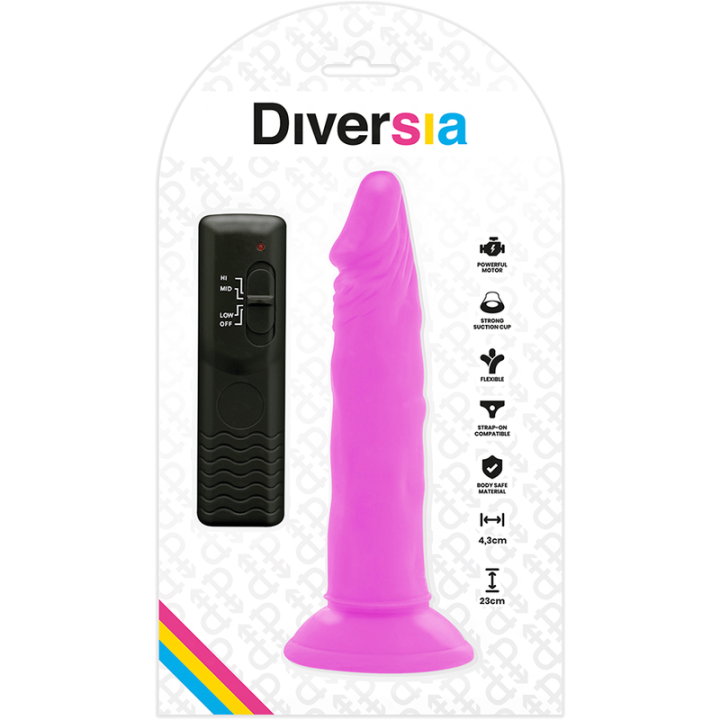 DIVERSIA DILDO REALISTICO FLEXIBLE CON VIBRACION LILA 23 CM O 43 CM