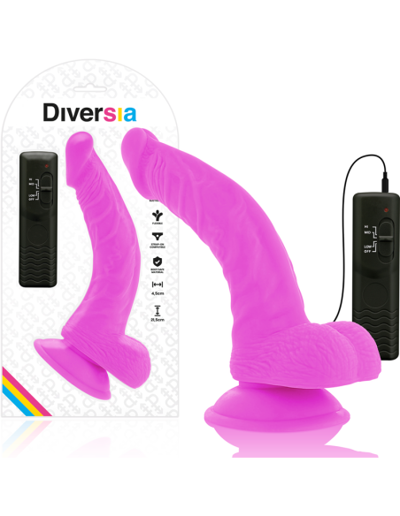 DIVERSIA DILDO REALISTICO FLEXIBLE CON VIBRACION LILA 215 CM O 45 CM
